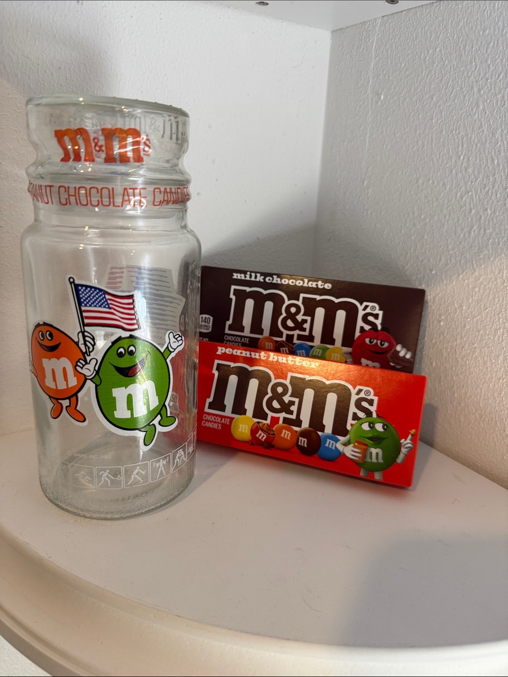 Vintage 1984 Los Angeles Summer Olympics M&M's commemorative glass candy jar